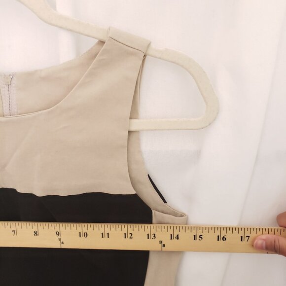 Vtg Byer Too Beige and Black Colorblock Fitted Formal Pencil Short Dress Size 5 - Picture 3 of 11